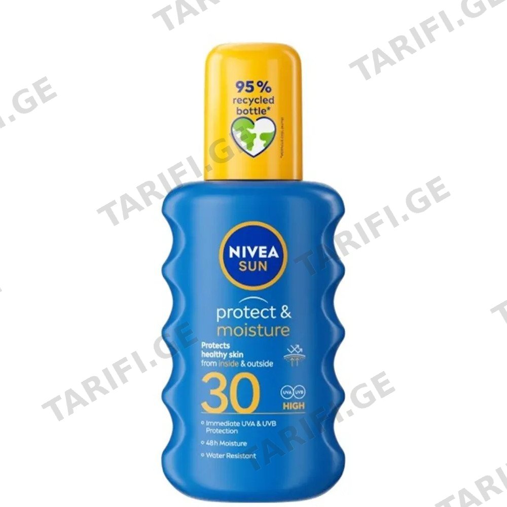 NIVEA მზისგან დამცავი სპრეი დაცვა და დატენიანება SPF30 200 მლ (ნივეა)