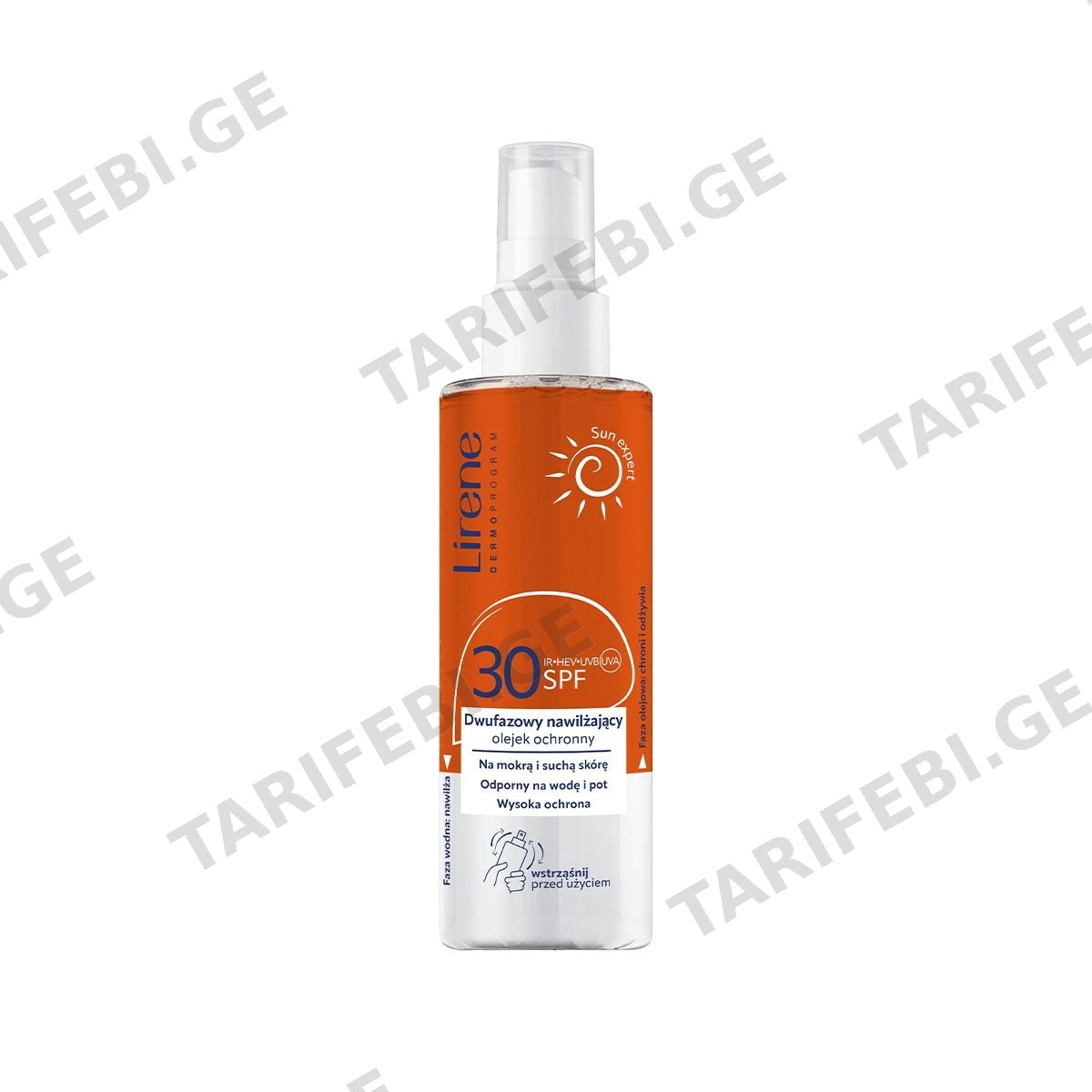 მზისგან დამცავი ზეთი ორფაზიანი SPF30 150მლ 3411 ლირენე - Lirene