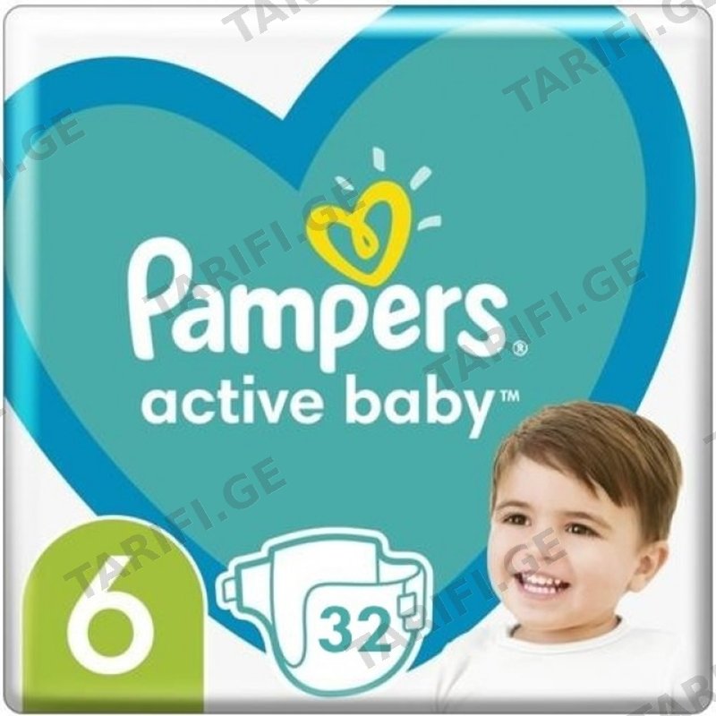 ბავშვის საფენი PAMPERS ACTIVE BABY ზომა 6 (13-18 კგ)