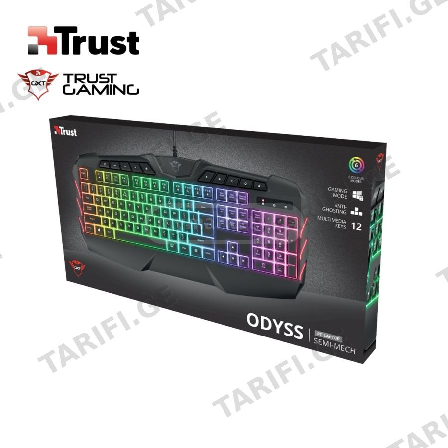 კლავიატურა TRUST GXT881 ODYSS (24303) SEMI MECHANICAL RGB