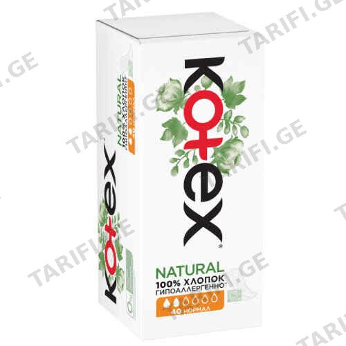 კოტექს liners ნორმალი ORG 40 ც