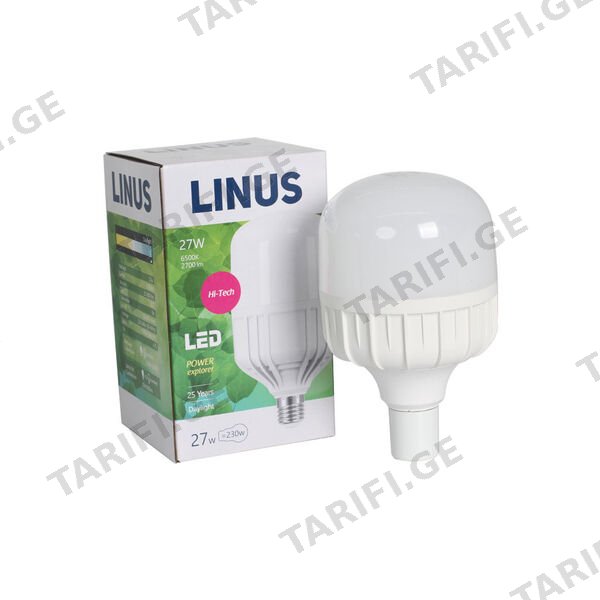 LED ნათურა ეკო 27ვტ 6500კ LINUS E27 Lin25-7938