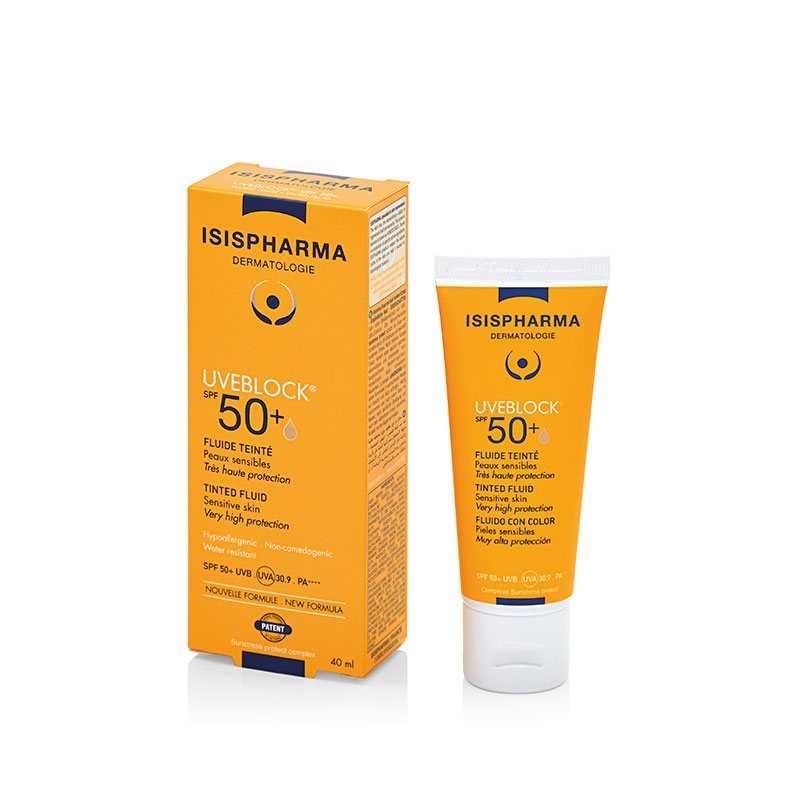 ისისფარმა უვებლოკი SPF 50+ სახის მზისგან დამცავი შეფერილი ფლუიდი, 40მლ, 12+