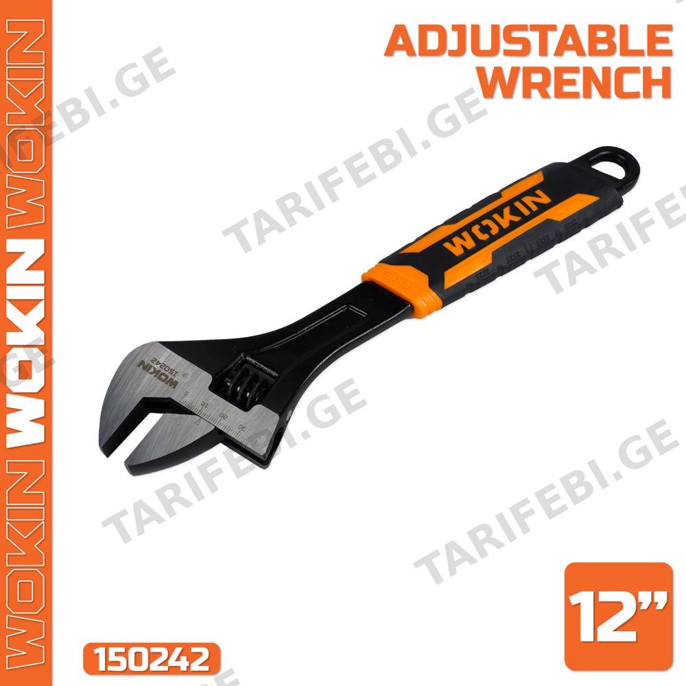 რეგულირებადი ქანჩის გასაღები Wokin 150242, 300MM, 12″, Adjustable Wrench (INDUSTRIAL), Black