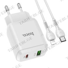 hoco N5 Favor dual port PD20W+QC3.0 charger(EU) White