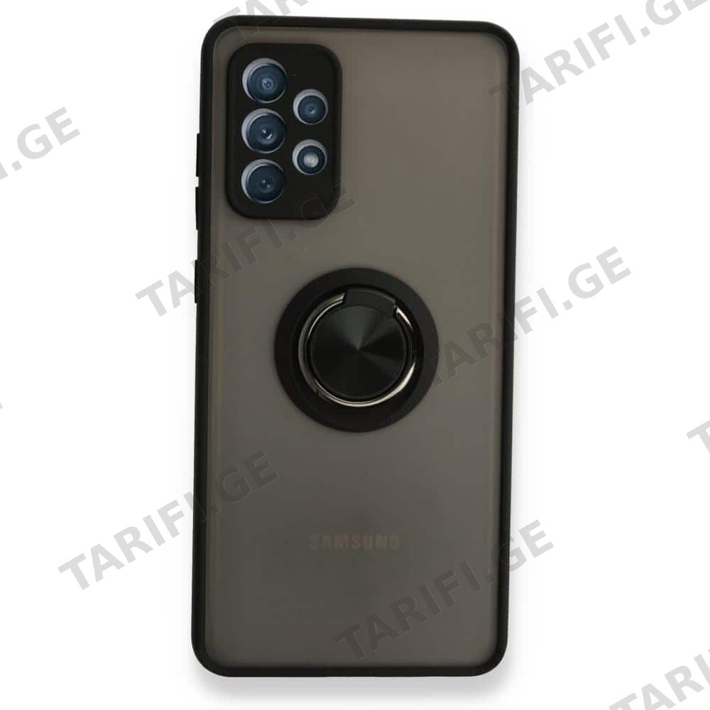 Samsung Galaxy A73 Montreal Ring სილიკონის ქეისი ბეჭდით, Black
