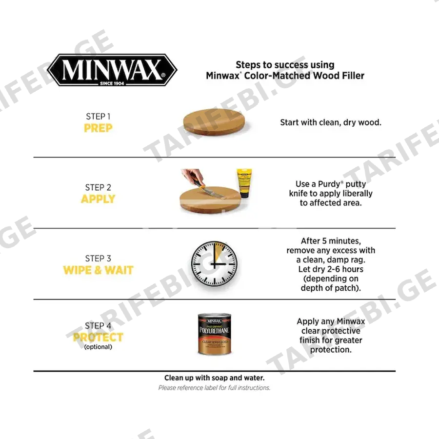 MINWAX ფერიანი ხის შემავსებელი (ხის შპაკლი) – 177მლ