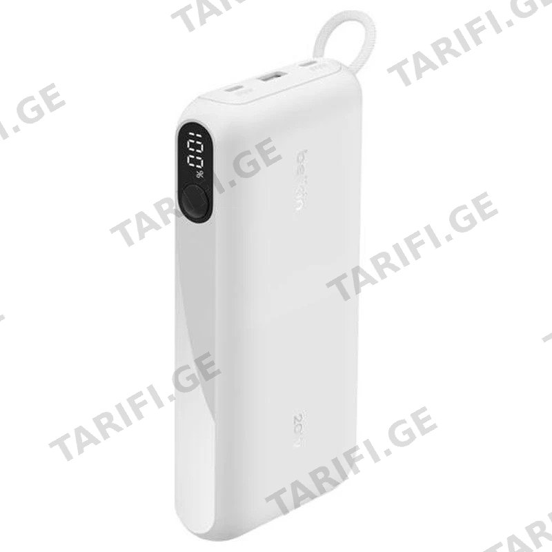 პორტატული დამტენი (POWER BANK) BELKIN BPB028HQWH 20000MAH 20W ეკრანით თეთრი White