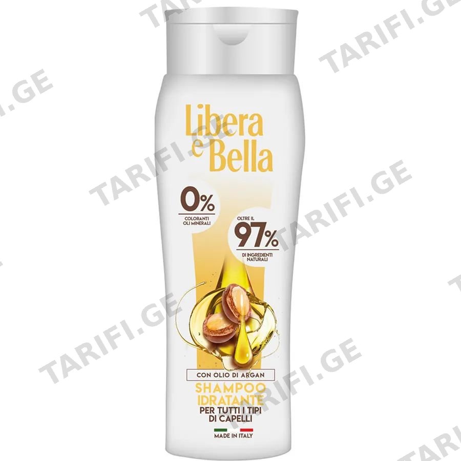 LIBERA E BELLA დამატენიანებელი არგანის შამპუნი ყველა ტიპის თმისთვის 300 მლ (ლიბერა ე ბელა)