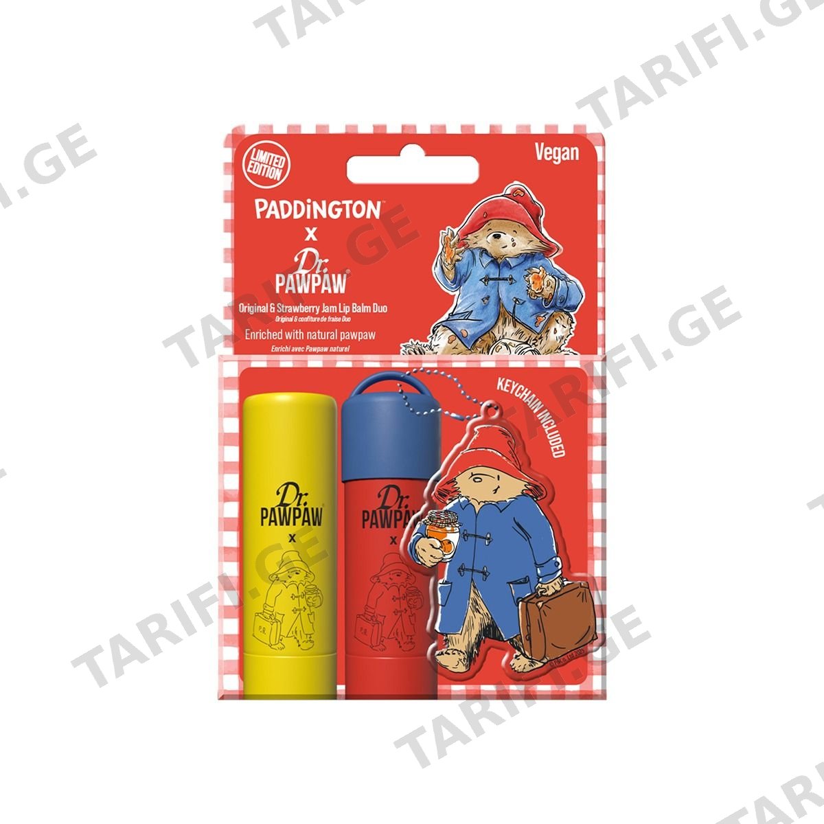 ტუჩის მოვლის ნაკრები Paddington Original And Strawberry Jam 4768 დოქტორ პაუ პაუ - Dr. Pawpaw