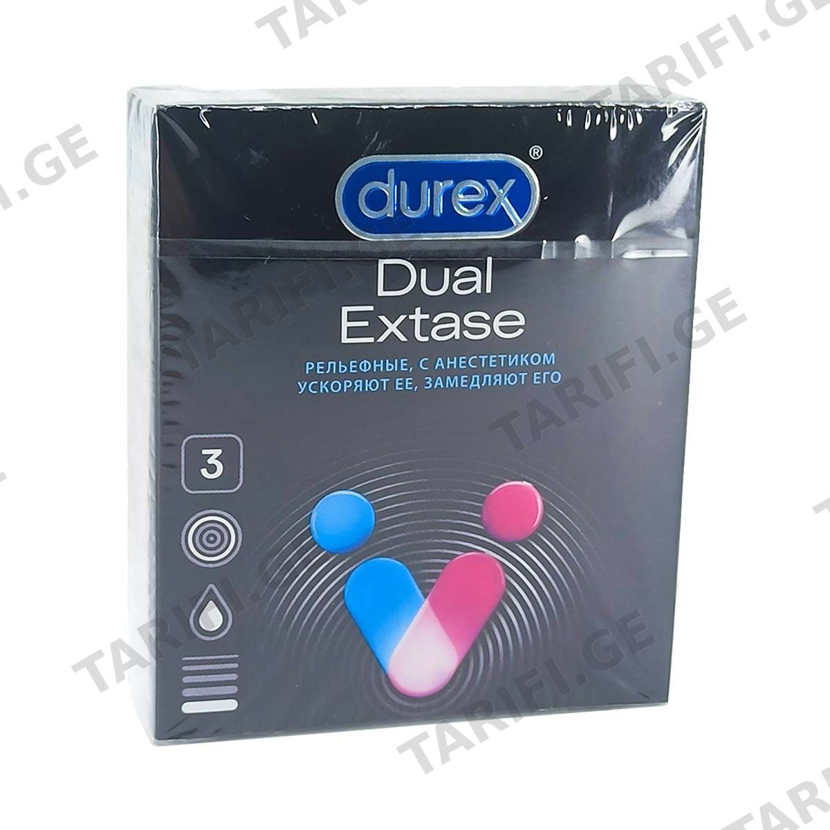 Durex - დურექსი პრეზერვატივი Dual Extase 3 ცალი