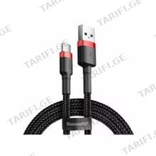 Baseus Cafule Cable USB For Type-C 2A 3m CATKLF-U91 Red/Black მობილურის კაბელი