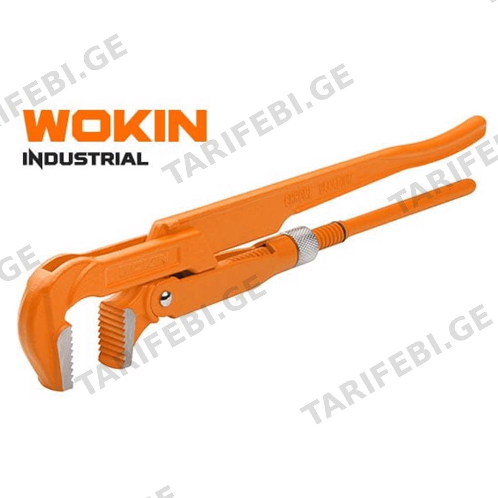 მილის ქანჩის გასაღები Wokin 105515, 48MM, 1.5\", 90°Bent Nose Pipe Wrench (INDUSTRIAL), Orange