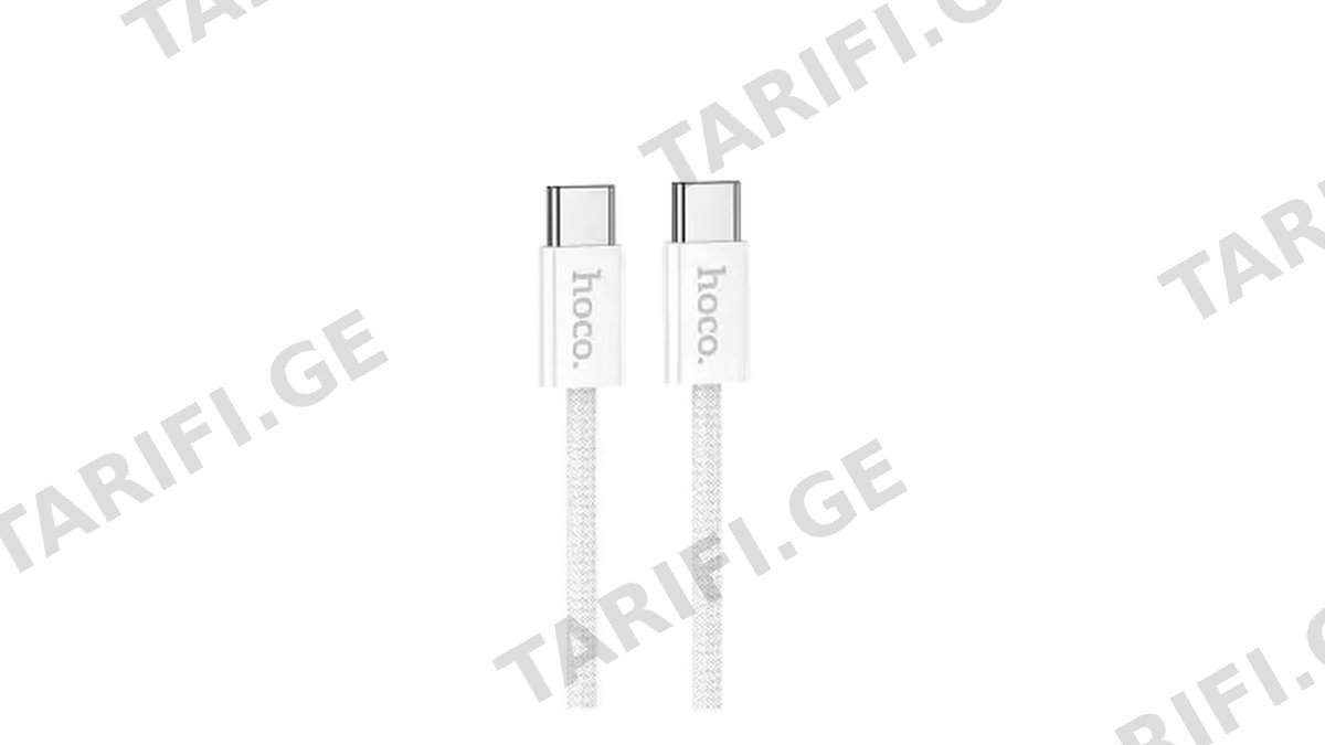 Hoco DU43 60W PD charging data cable Type-C to Type-C (1M) White