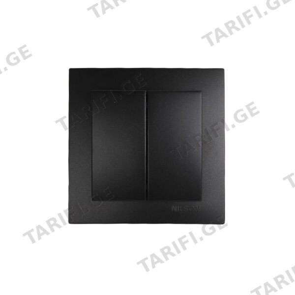 შავი ჩამრთველი 2-ნი TOURAN MAT BLACK One Way Double Switch (Commutator)