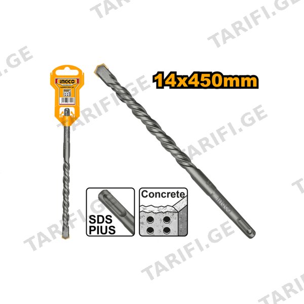 ბეტონის ბურღი 14X450 მმ SDS+ DBH1211405 INGCO