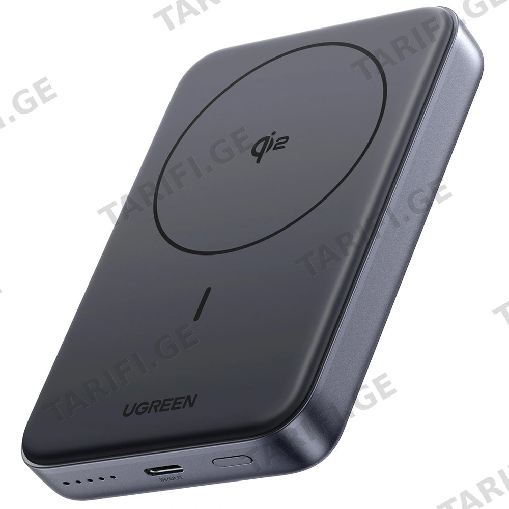 პორტატული დამტენი UGREEN PB761 (45763), 10000mAh, Magnetic Wireless Power Bank, Black
