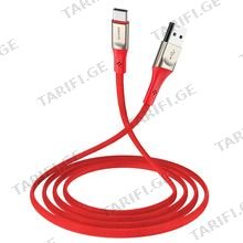 BOROFONE BU17 Starlight smart power off charging data cable for Type-C Red