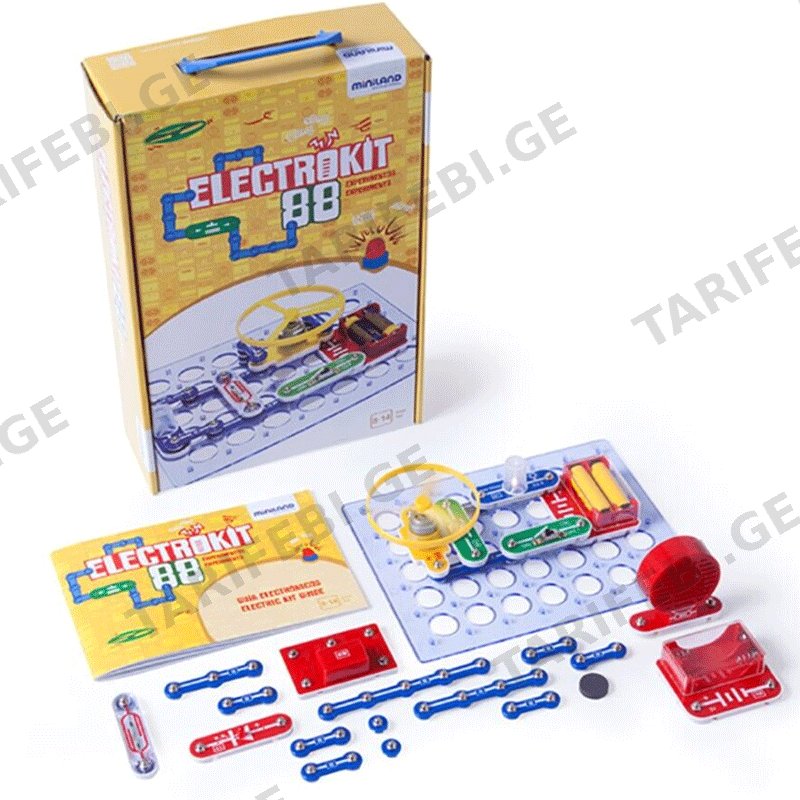 სათამაშო ექსპერიმენტების ნაკრები MINILAND ELECTROKIT 88 EXPERIMENTS