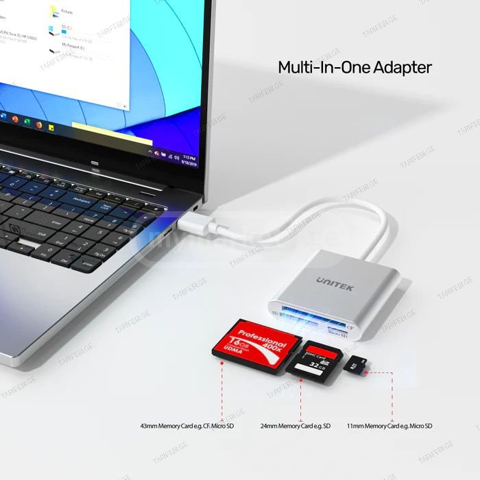 ბარათის წამკითხველი Unitek USB 3.0 3-Port Memory Card Reader