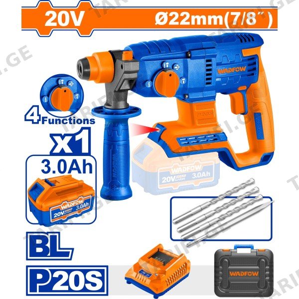 Li-Ion ელ. პნევმატური დრელი (პერფორატორი) 2.0J-20V (WLM1522)