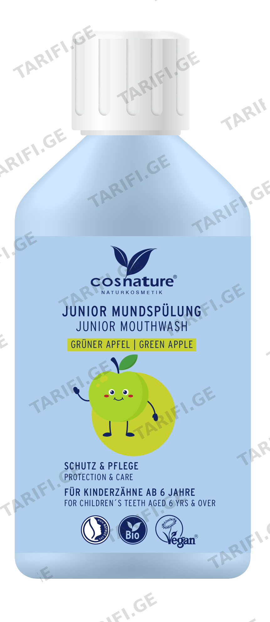 კოსნატური ბავშვის პირის ღრუს სავლები 8186 Junior Green Apple 6 წლიდან 300მლ *