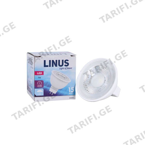 LED ნათურა ეკო 7ვტ 6500კ LINUS MR16 Lin24-7921