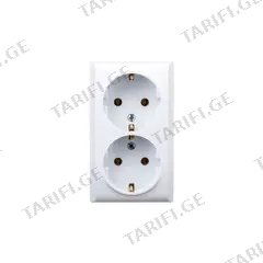 როზეტი OSPEL 2 60x100x40 დამიწებით თეთრი