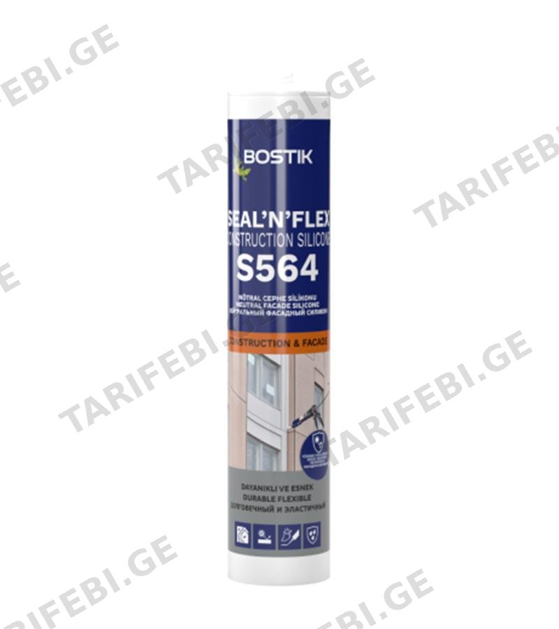 სილიკონი ფასადისთვის S564 Construction თეთრი 600 მლ BOSTIK