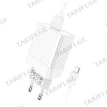 BOROFONE BA47A Mighty speed single port QC3.0 charger set(Type-C)(EU) White