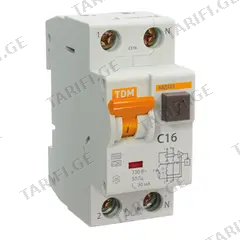 დიფერენციალური ავტომატი TDM SQ0202-0002 63 C16 30mА