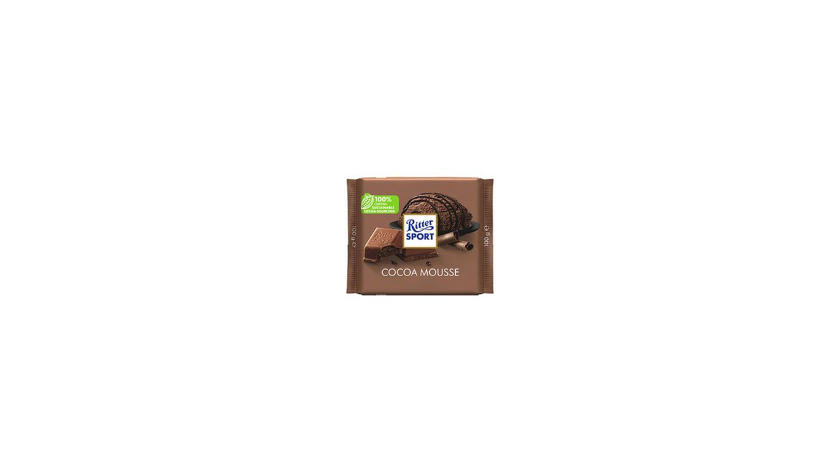 RITTER SPORT შოკოლადის ფილა კაკაოს მუსით 100გრ/4000417294005