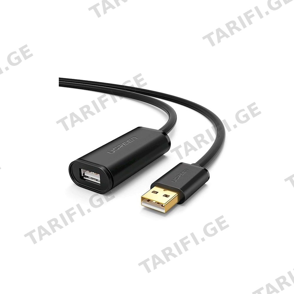 USB დამაგრძელებელი UGREEN US121 (10323) USB 2.0 Active Extension Cable, 15m, Black