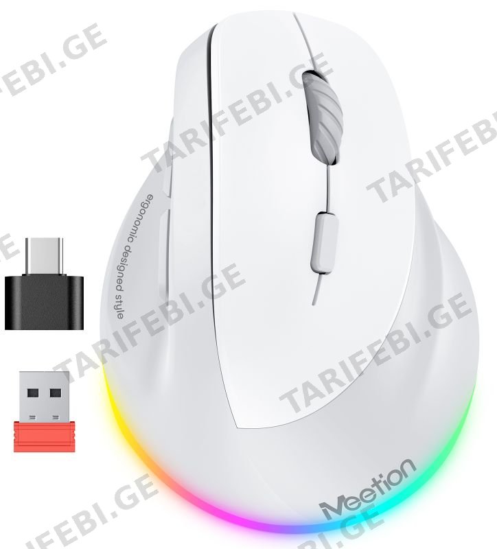 მაუსი MeeTion BTM010R White-Gray 2.4G+BT Mouse