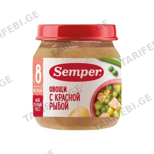 სემპერი - სადილი ბოსტნეული წითელი თევზით /8თვ+/ 100გრ
