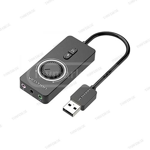 USB ხმის ბარათი - Sound Card Vention With Volume Control 0.1