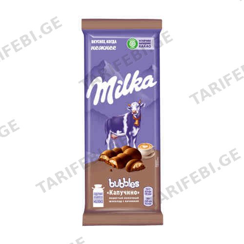 შოკოლადის ფილა ბაბლზი კაპუჩინო /მილკა/ 97გრ