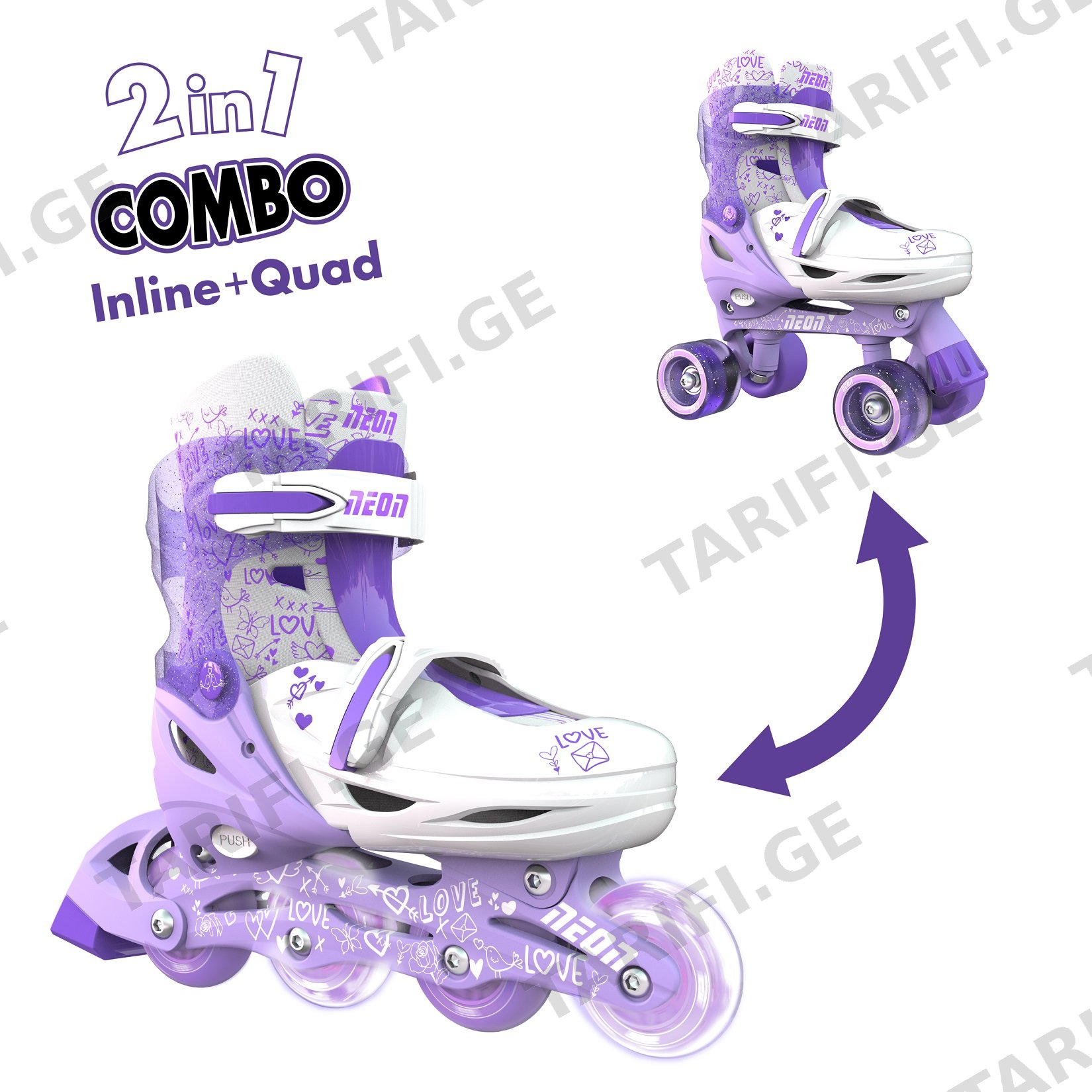 საბავშვო როლიკები NEON COMBO SKATES (3-6) - NT10 PURPLE