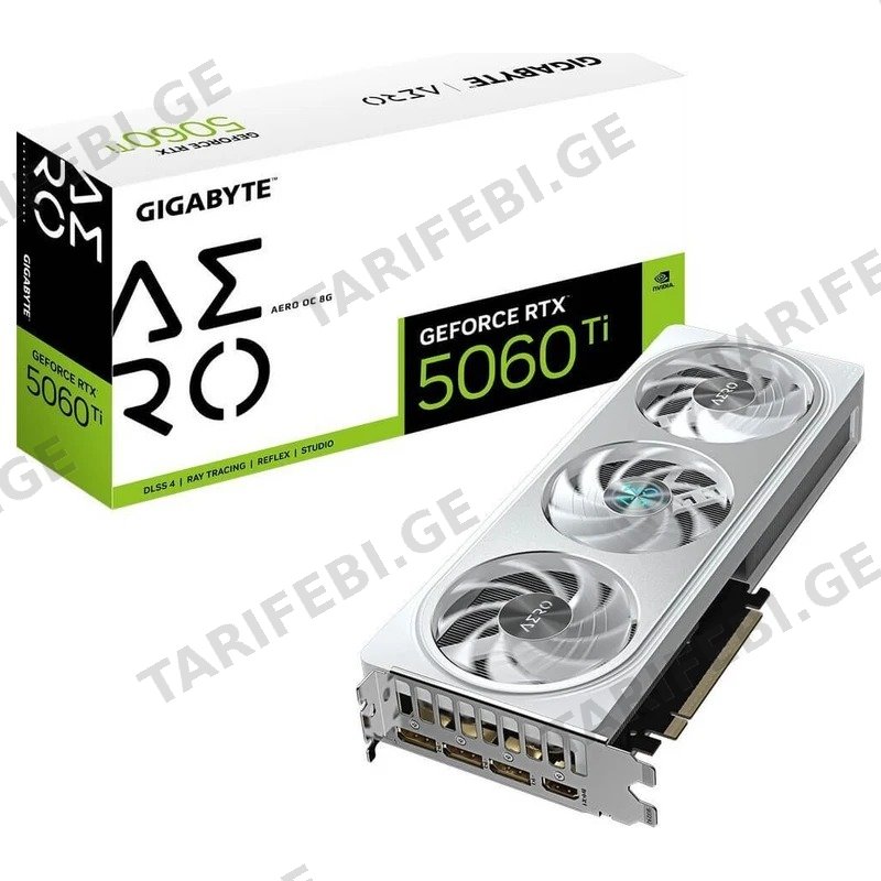 ვიდეო დაფა GIGABYTE GEFORCE RTX 5060 TI AERO OC 8GB GDDR7 128-BIT თეთრი GV-N506TAERO_OC-8GD