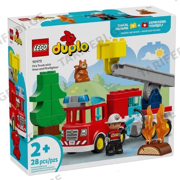 ასაწყობი კონსტრუქცია LEGO 10473 DUPLO TOWN FIRE TRUCK WITH HOSE AND FIREFIGHTER, PREFABRICATED CONSTRUCTION