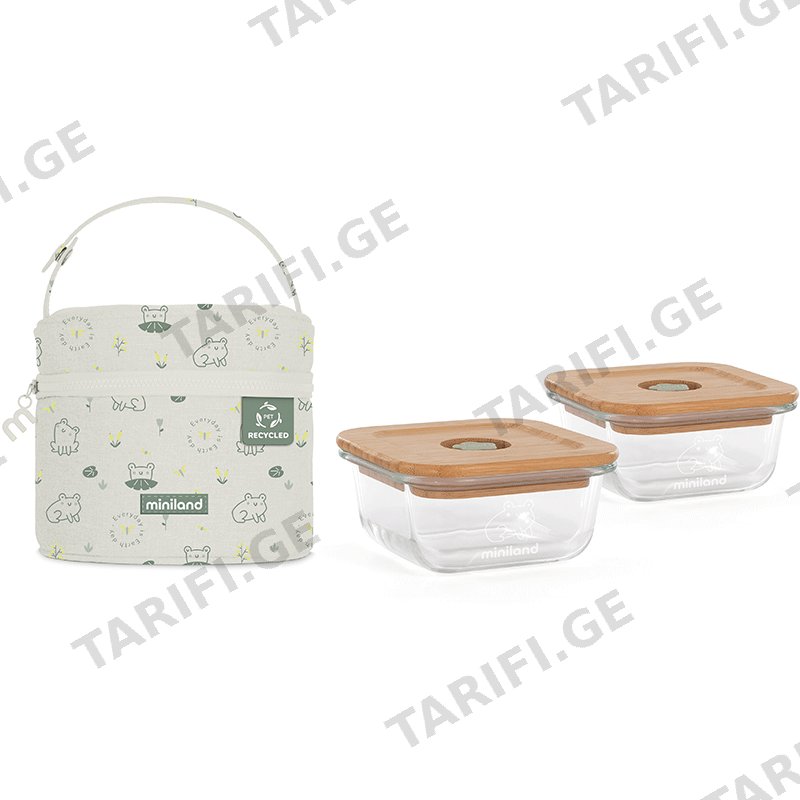 2 ცალიანი კონტეინერის ნაკრები MINILAND 89549 PACK-2-GO ECOSQUARE FROG