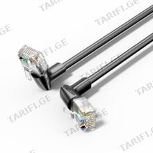 VENTION IBSBD Cat6A UTP Rotate Right Angle Ethernet Patch Cable 0.5M Black Slim Type ქსელის კაბელი