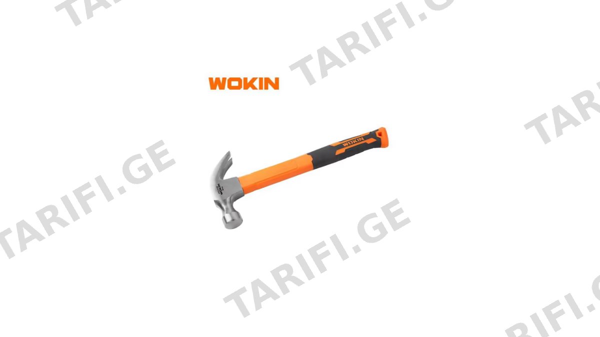 მეტალის ჩაქუჩი რეზინის სახელურით Wokin 251220, 650G, Hammer, Black/Orange