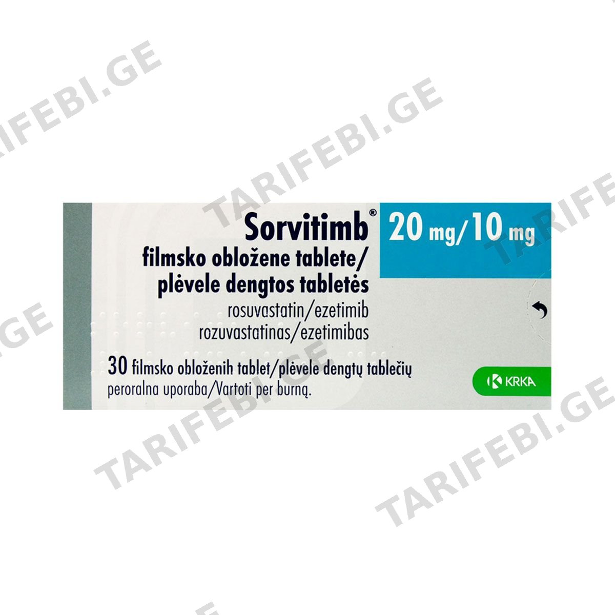 Sorvitimb - სორვიტიმბი 20/10მგ 30 ტაბლეტი