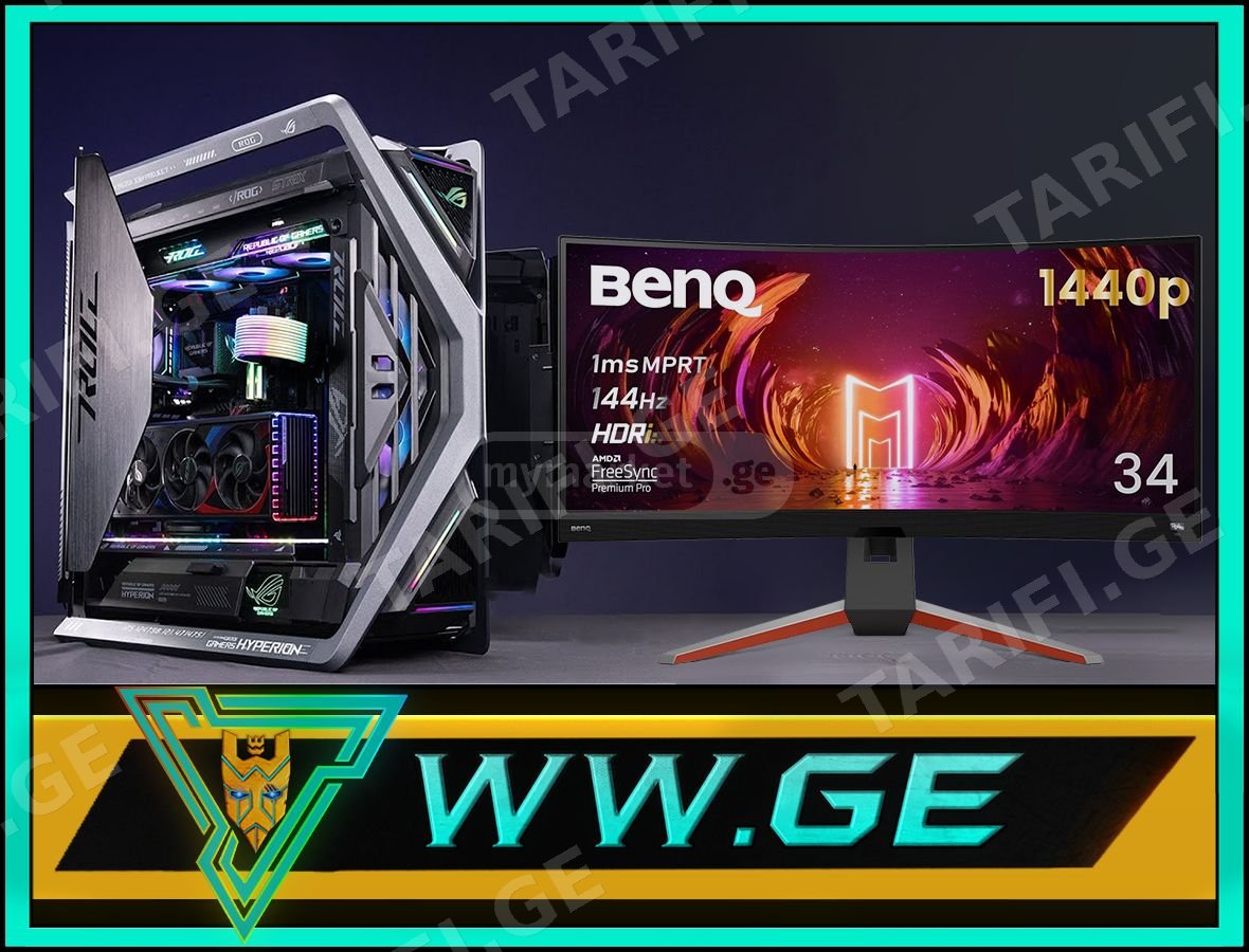 ✅ Ryzen 9 7950X3D RAM 128GB Rog Strix RTX 4090 + 34 მონიტორი