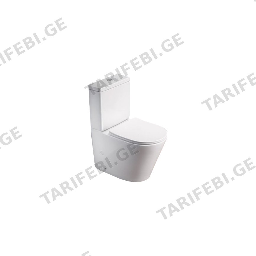 უნიტაზი დასადგამი Pate A2330 Rimless two-piece Glossy თეთრი P-TRAP