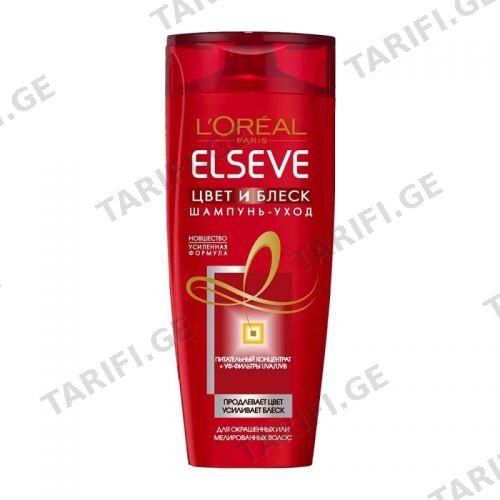 ლორეალი - ელსევე შამპუნი მკვებავი და აღმდგენი შეღებილი, ყველა ტიპის თმის 250მლ