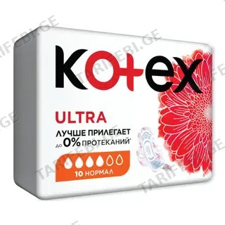 Kotex - ჰიგიენური საფენი ულტრა ნორმალი 4 წვ - 16 ც