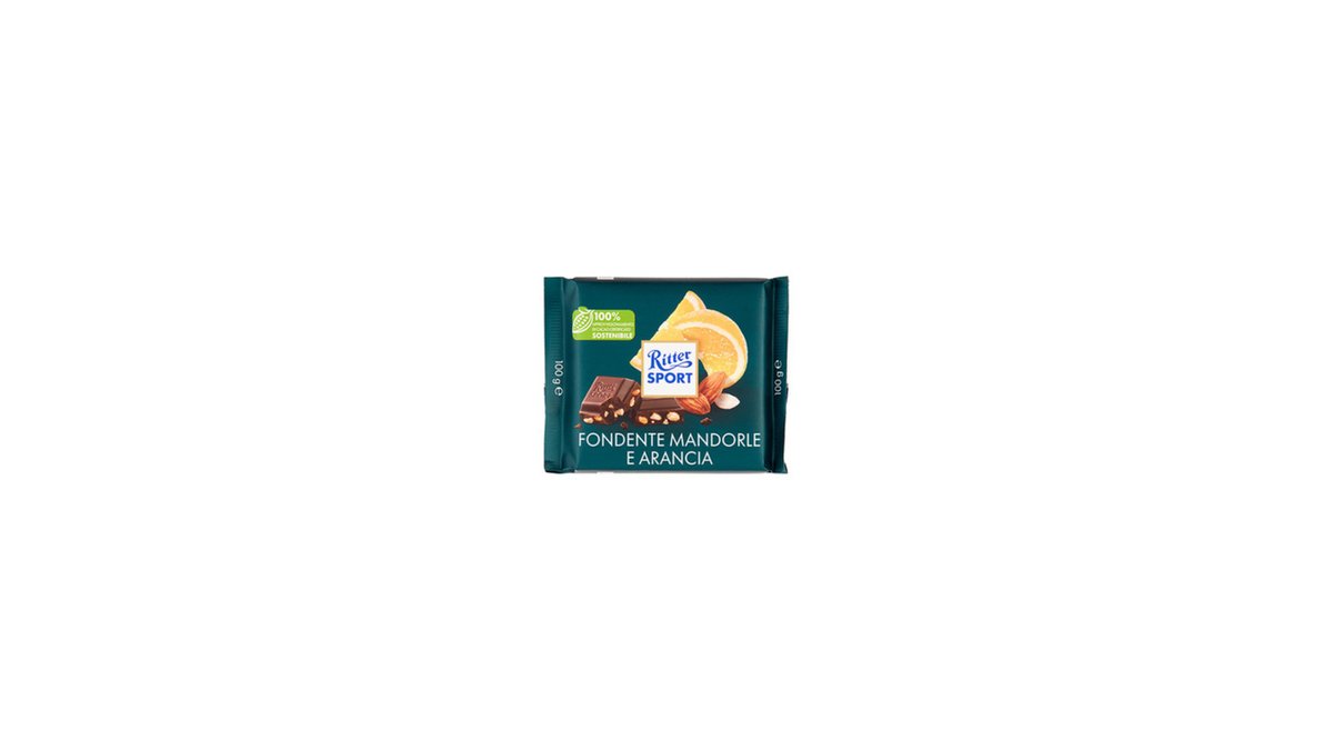 RITTER SPORT შავი შოკოლადის ფილა ნუშით და ფორთოხლით 100გ/4000417212009