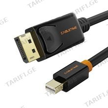 CABLETIME CT-AV588-02G-W3 Mini DisplayPort to DisplayPort Cable, CABLETIME Mini DP to DP Cable Adapter 4K Resolution Ready WHITE